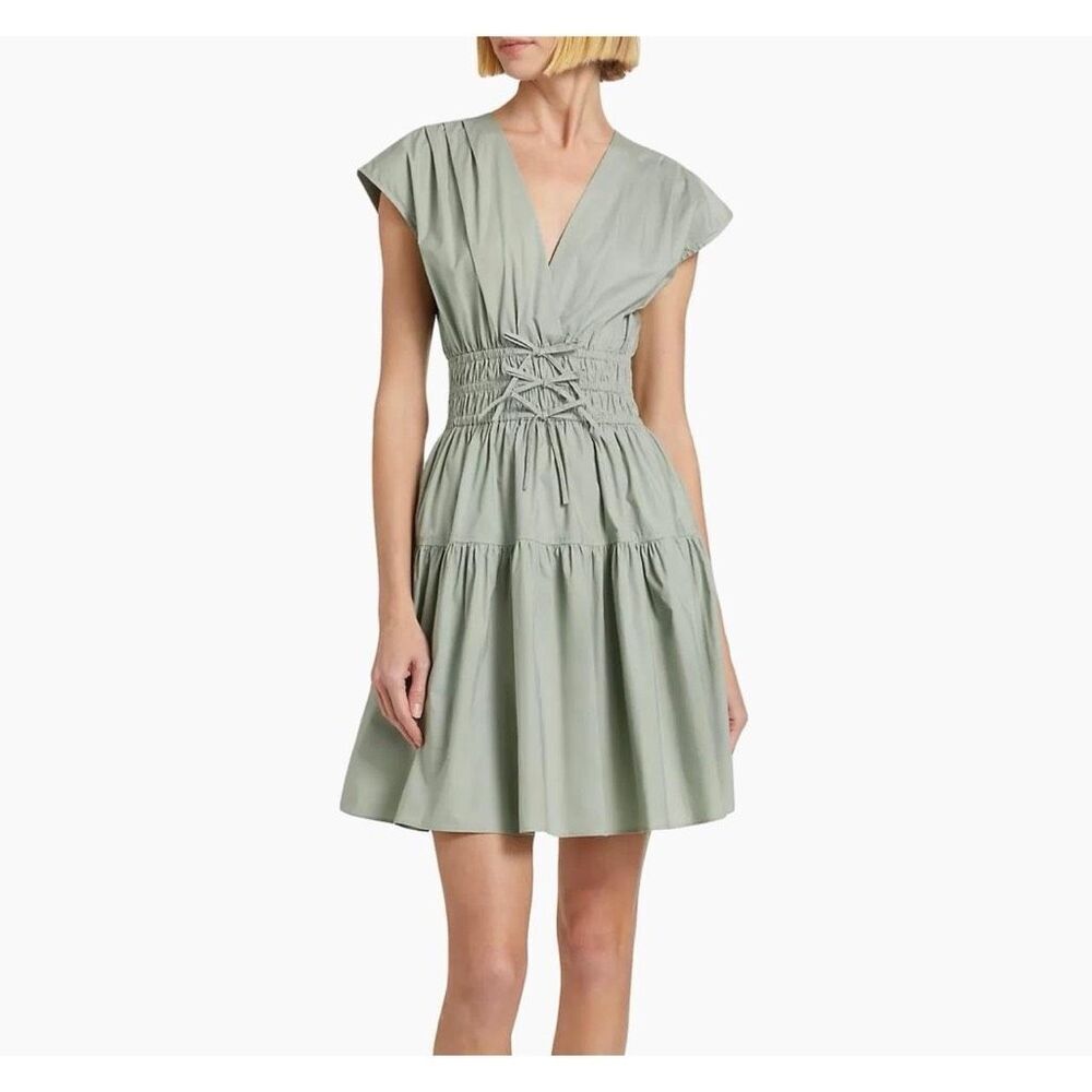 Derek Lam 10 Crosby Tora Smocked Cotton Poplin Mini Dress